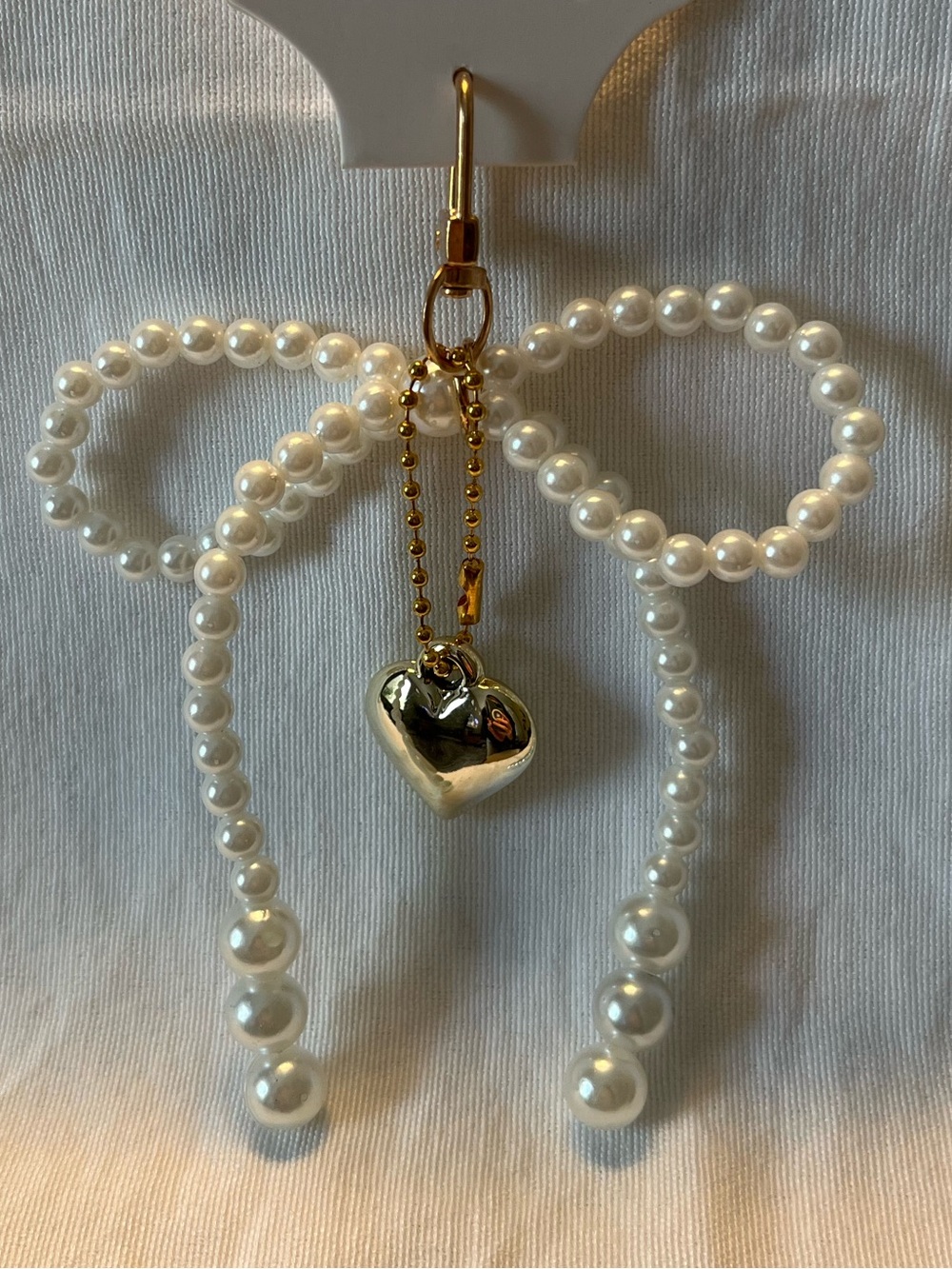 Faux Pearl Bow Bag Charm